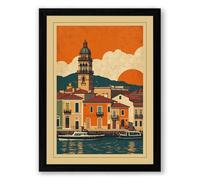 Postcard from the Waterfront Vintage Framed Wall Art Print A3 (42×29.7cm) Black, Wall Decor for Living Room, Bedroom, Office & Home, Ready to Hang, Art Gift