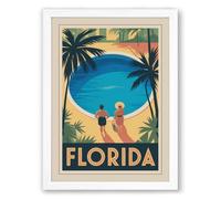 Postcard from Tropical Florida Vintage Framed Wall Art Print A3 (42×29.7cm) White, Wall Decor for Living Room, Bedroom, Office & Home, Ready to Hang, Art Gift