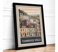 Postcard from Tunbridge Wells Vintage Framed Wall Art Print A1 (84.1×59.4cm) Black, Wall Decor for Living Room, Bedroom, Office & Home, Ready to Hang, Art Gift