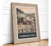 Postcard from Tunbridge Wells Vintage Framed Wall Art Print A1 (84.1×59.4cm) Oak, Wall Decor for Living Room, Bedroom, Office & Home, Ready to Hang, Art Gift