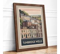 Postcard from Tunbridge Wells Vintage Framed Wall Art Print A1 (84.1×59.4cm) Walnut, Wall Decor for Living Room, Bedroom, Office & Home, Ready to Hang, Art Gift