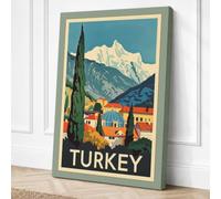 Postcard from Turkey Vintage Canvas Wall Art Print 18x12 Inch