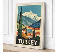 Postcard from Turkey Vintage Canvas Wall Art Print 30x20 Inch