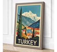 Postcard from Turkey Vintage Canvas Wall Art Print 36x24 Inch