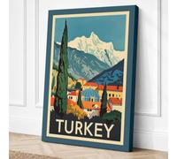 Postcard from Turkey Vintage Canvas Wall Art Print 36x24 Inch