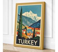 Postcard from Turkey Vintage Canvas Wall Art Print 36x24 Inch | Ready to Hang, Gallery Wrapped, Fade-Resistant Inks, Securely Packaged, UK Made