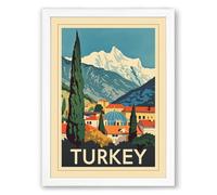 Postcard from Turkey Vintage Framed Wall Art Print A1 (84.1×59.4cm) White, Wall Decor for Living Room, Bedroom, Office & Home, Ready to Hang, Art Gift