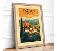 Postcard from Tuscany Vintage Framed Wall Art Print A2 (59.4×42cm) Oak, Wall Decor for Living Room, Bedroom, Office & Home, Ready to Hang, Art Gift