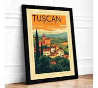 Postcard from Tuscany Vintage Framed Wall Art Print A3 (42×29.7cm) Black, Wall Decor for Living Room, Bedroom, Office & Home, Ready to Hang, Art Gift