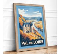 Postcard from Val de Loire Vintage Framed Wall Art Print A2 (59.4×42cm) Oak, Wall Decor for Living Room, Bedroom, Office & Home, Ready to Hang, Art Gift