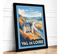 Postcard from Val de Loire Vintage Framed Wall Art Print A3 (42×29.7cm) Black, Wall Decor for Living Room, Bedroom, Office & Home, Ready to Hang, Art Gift