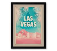 Postcard from Vegas Retro Framed Wall Art Print A3 (42×29.7cm) Black, Wall Decor for Living Room, Bedroom, Office & Home, Ready to Hang, Art Gift
