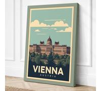 Postcard from Vienna Vintage Canvas Wall Art Print 18x12 Inch (46 x 30 cm)