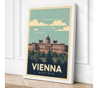 Postcard from Vienna Vintage Canvas Wall Art Print 30x20 Inch (76 x 51 cm)