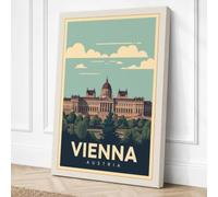 Postcard from Vienna Vintage Canvas Wall Art Print 36x24 Inch (91 x 61 cm)