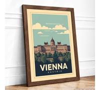 Postcard from Vienna Vintage Framed Wall Art Print A1 (84.1×59.4cm) Walnut, Wall Decor for Living Room, Bedroom, Office & Home, Ready to Hang, Art Gift