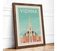 Postcard from Vienna Vintage Framed Wall Art Print A1 (84.1×59.4cm) Walnut, Wall Decor for Living Room, Bedroom, Office & Home, Ready to Hang, Art Gift
