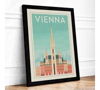 Postcard from Vienna Vintage Framed Wall Art Print A2 (59.4×42cm) Black, Wall Decor for Living Room, Bedroom, Office & Home, Ready to Hang, Art Gift