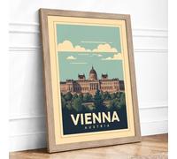 Postcard from Vienna Vintage Framed Wall Art Print A2 (59.4×42cm) Oak, Wall Decor for Living Room, Bedroom, Office & Home, Ready to Hang, Art Gift