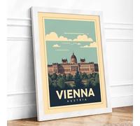 Postcard from Vienna Vintage Framed Wall Art Print A2 (59.4×42cm) White, Wall Decor for Living Room, Bedroom, Office & Home, Ready to Hang, Art Gift