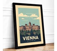 Postcard from Vienna Vintage Framed Wall Art Print A4 (29.7×21cm) Black, Wall Decor for Living Room, Bedroom, Office & Home, Ready to Hang, Art Gift