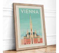 Postcard from Vienna Vintage Framed Wall Art Print A4 (29.7×21cm) Oak, Wall Decor for Living Room, Bedroom, Office & Home, Ready to Hang, Art Gift