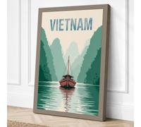 Postcard from Vietnam Vintage Canvas Wall Art Print 18x12 Inch