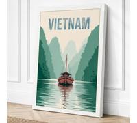 Postcard from Vietnam Vintage Canvas Wall Art Print 30x20 Inch