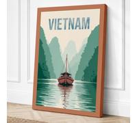 Postcard from Vietnam Vintage Canvas Wall Art Print 30x20 Inch