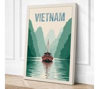 Postcard from Vietnam Vintage Canvas Wall Art Print 36x24 Inch