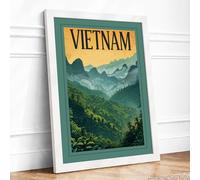 Postcard from Vietnam Vintage Framed Wall Art Print A1 White