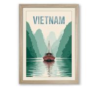 Postcard from Vietnam Vintage Framed Wall Art Print A2 (59.4×42cm) Oak, Wall Decor for Living Room, Bedroom, Office & Home, Ready to Hang, Art Gift