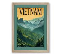 Postcard from Vietnam Vintage Framed Wall Art Print A2 (59.4×42cm) Oak, Wall Decor for Living Room, Bedroom, Office & Home, Ready to Hang, Art Gift