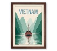 Postcard from Vietnam Vintage Framed Wall Art Print A2 (59.4×42cm) Walnut, Wall Decor for Living Room, Bedroom, Office & Home, Ready to Hang, Art Gift