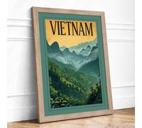 Postcard from Vietnam Vintage Framed Wall Art Print A2 Oak