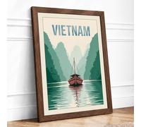 Postcard from Vietnam Vintage Framed Wall Art Print A2 Walnut