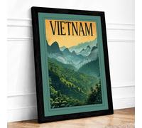 Postcard from Vietnam Vintage Framed Wall Art Print A3 Black