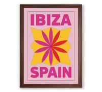 Postcard from Vintage Ibiza Retro Framed Wall Art Print A1 (84.1×59.4cm) Walnut, Wall Decor for Living Room, Bedroom, Office & Home, Ready to Hang, Art Gift