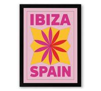 Postcard from Vintage Ibiza Retro Framed Wall Art Print A4 (29.7×21cm) Black, Wall Decor for Living Room, Bedroom, Office & Home, Ready to Hang, Art Gift