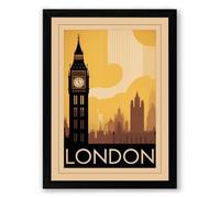 Postcard from Vintage London Art Deco Framed Wall Art Print A4 (29.7×21cm) Black, Wall Decor for Living Room, Bedroom, Office & Home, Ready to Hang, Art Gift
