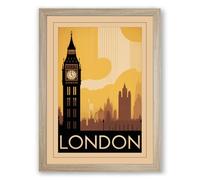 Postcard from Vintage London Art Deco Framed Wall Art Print A4 (29.7×21cm) Oak, Wall Decor for Living Room, Bedroom, Office & Home, Ready to Hang, Art Gift