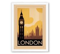 Postcard from Vintage London Art Deco Framed Wall Art Print A4 (29.7×21cm) White, Wall Decor for Living Room, Bedroom, Office & Home, Ready to Hang, Art Gift