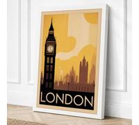 Postcard from Vintage London Canvas Wall Art Print 24x16 Inch (61 x 41 cm)