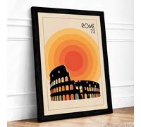 Postcard from Vintage Rome Retro Framed Wall Art Print A4 (29.7×21cm) Black, Wall Decor for Living Room, Bedroom, Office & Home, Ready to Hang, Art Gift