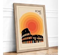 Postcard from Vintage Rome Retro Framed Wall Art Print A4 (29.7×21cm) Oak, Wall Decor for Living Room, Bedroom, Office & Home, Ready to Hang, Art Gift