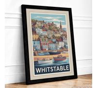 Postcard from Whitstable Vintage Framed Wall Art Print A3 (42×29.7cm) Black, Wall Decor for Living Room, Bedroom, Office & Home, Ready to Hang, Art Gift