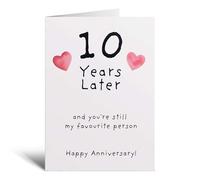 Postcard Prints 10th Wedding Anniversary Card For Wife, Husband, Boyfriend or Girlfriend - White Hearts