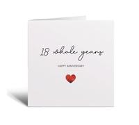 Postcard Prints - 18th Anniversary Card for Wife, Husband, Girlfriend, Boyfriend - Simple Love Heart Design - Matte Finish - Square 5.5x5.5 Inch - Includes Brown Kraft Envelope