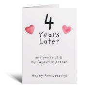 Postcard Prints - 4th Wedding Anniversary Card For Wife for Husband For Boyfriend or Girlfriend Forth Anniversary Hearts