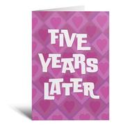 Postcard Prints - 5th Wedding Anniversary Card For Wife for Husband For Boyfriend or Girlfriend Fifth Anniversary Pink Hearts